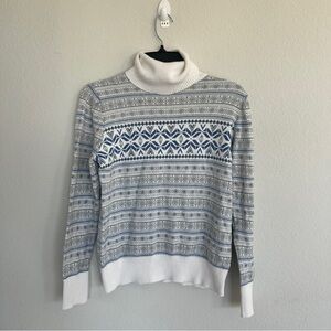 LL Bean Fair Isle Nordic Print Cashmere Blend Turtleneck Size Small Petite